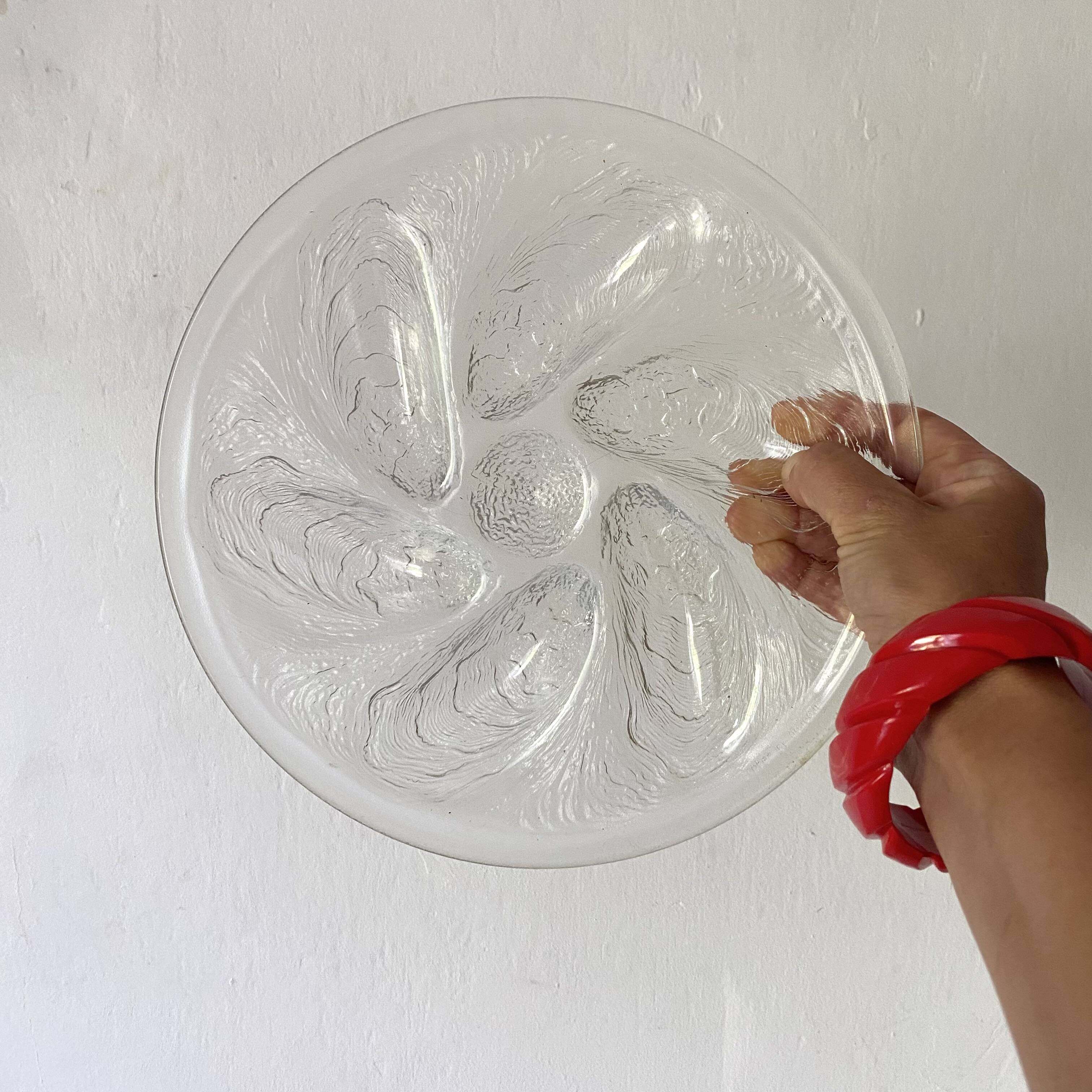 80s glass oyster plates