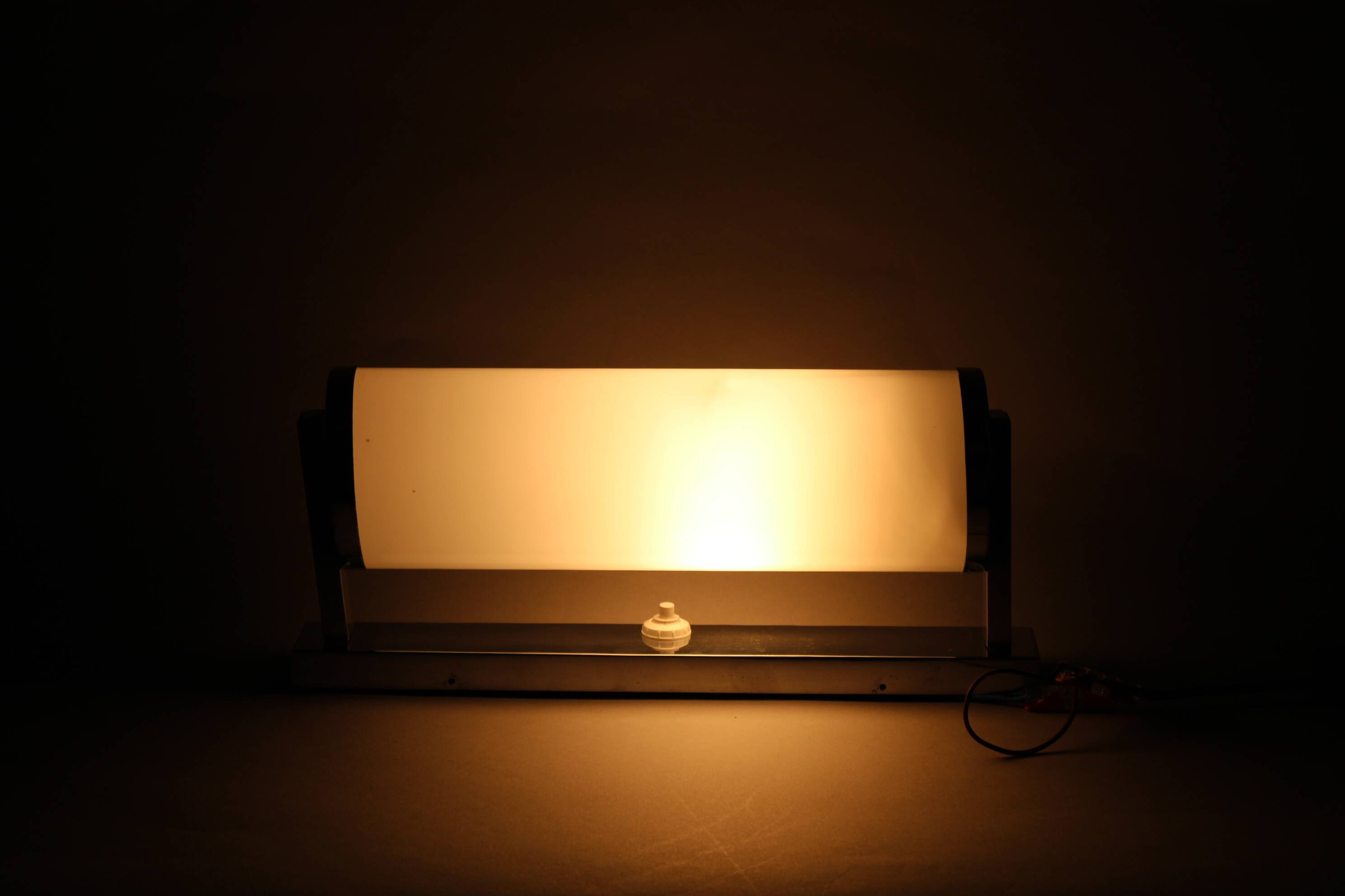 1930s Bauhaus tubular wall light, chrome & glass, Czechoslovakia