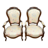 Pair of Napoleon III period mahogany armchairs