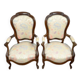 Pair of Napoleon III period mahogany armchairs