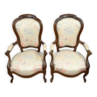Pair of Napoleon III period mahogany armchairs