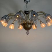 Venetian lustre in two-colour Murano glass, blue and gilded, circa 1990.