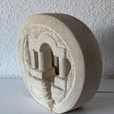Vintage lamp in Chauvigny stone, signed Arsène Galisson