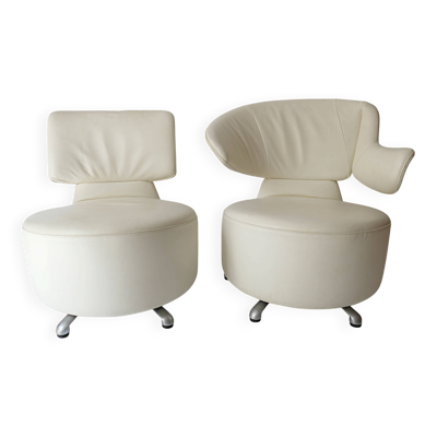 Fauteuils pivotants en cuir Canta et Aki par Toshiyuki Kita pour Cassina