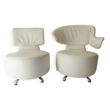 Canta and Aki swivel chairs in leather by Toshiyuki Kita for Cassina
