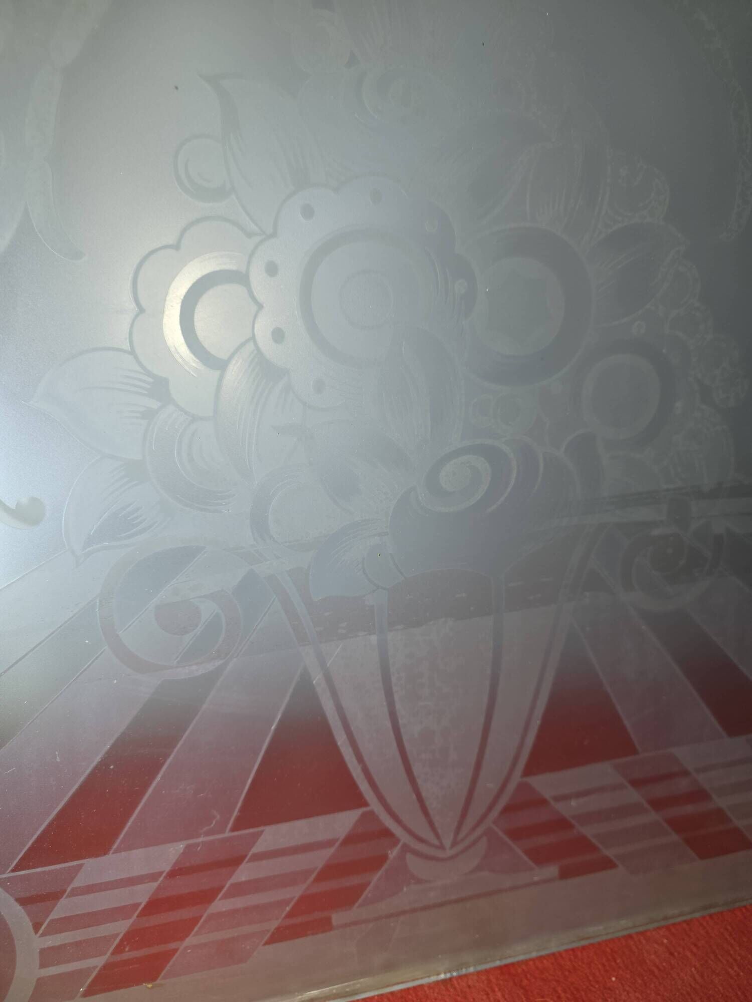 Art Deco engraved glass door panel