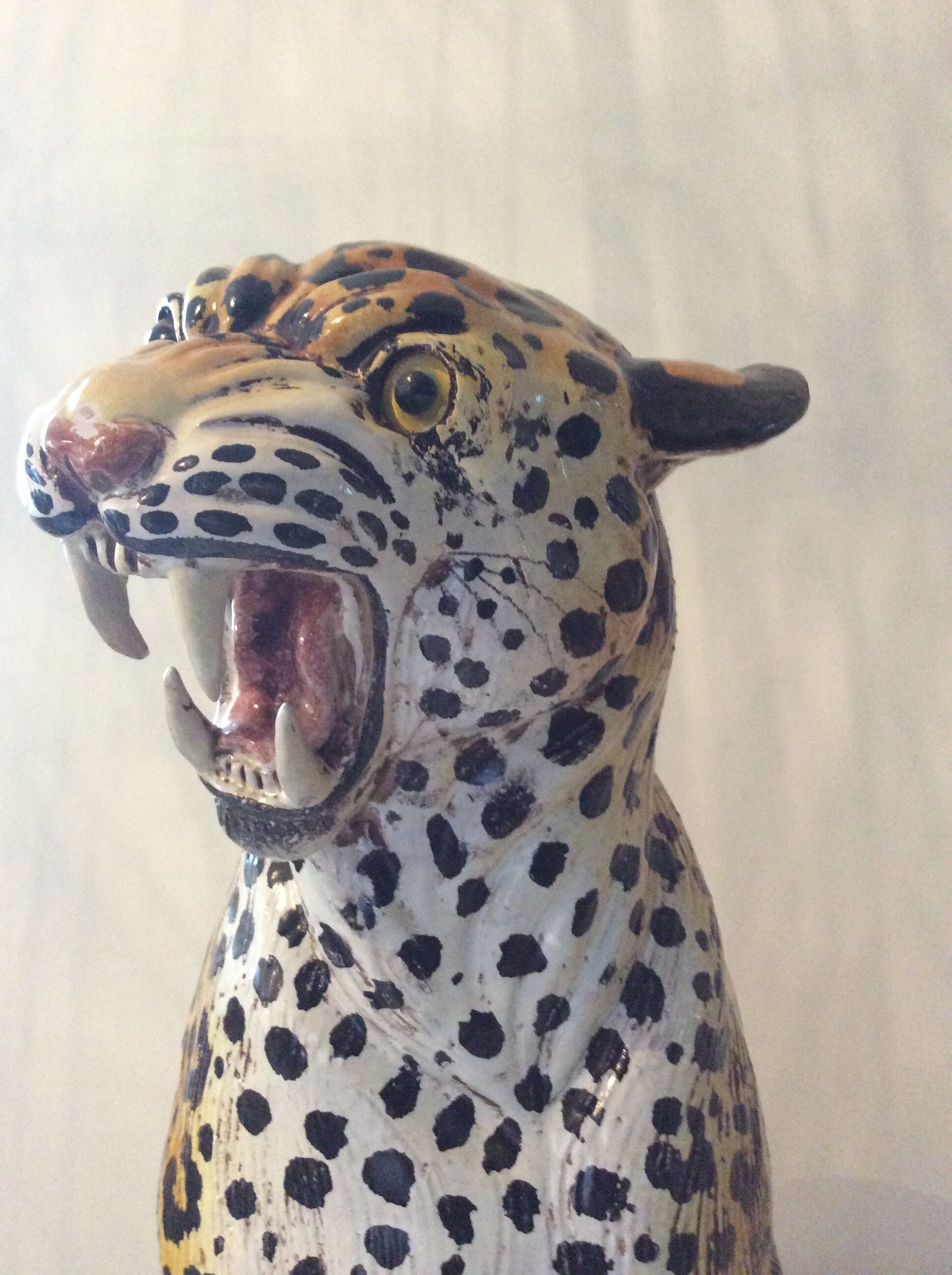 Enamelled terracotta leopard from the 60s Italy