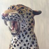 Enamelled terracotta leopard from the 60s Italy
