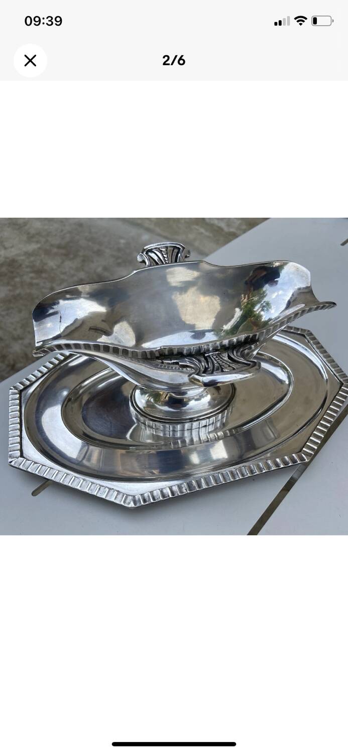 Magnificent Art Deco Silver Metal Sauce Boat by Georges Weinthal