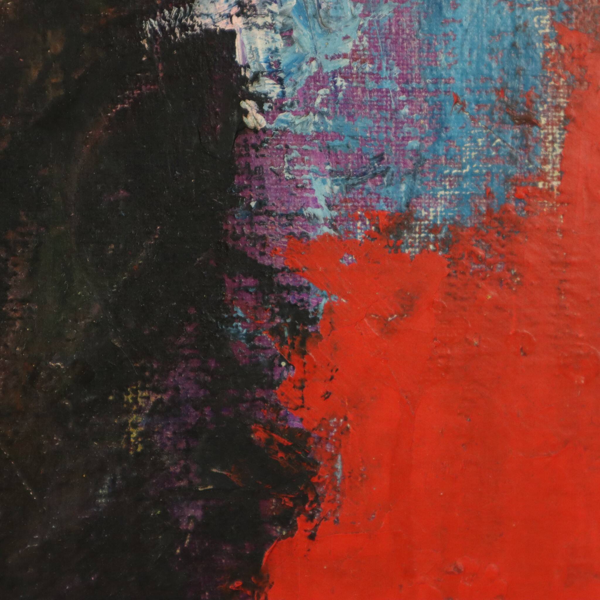 Vintage Abstract Painting on Canvas Nude Woman La Pipe