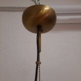 Pair of Lamperti vintage chandeliers in fiberglass and brass