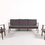 Armchairs and bench pj 112 ole wanscher mahogany 1951 poul jeppessen editor