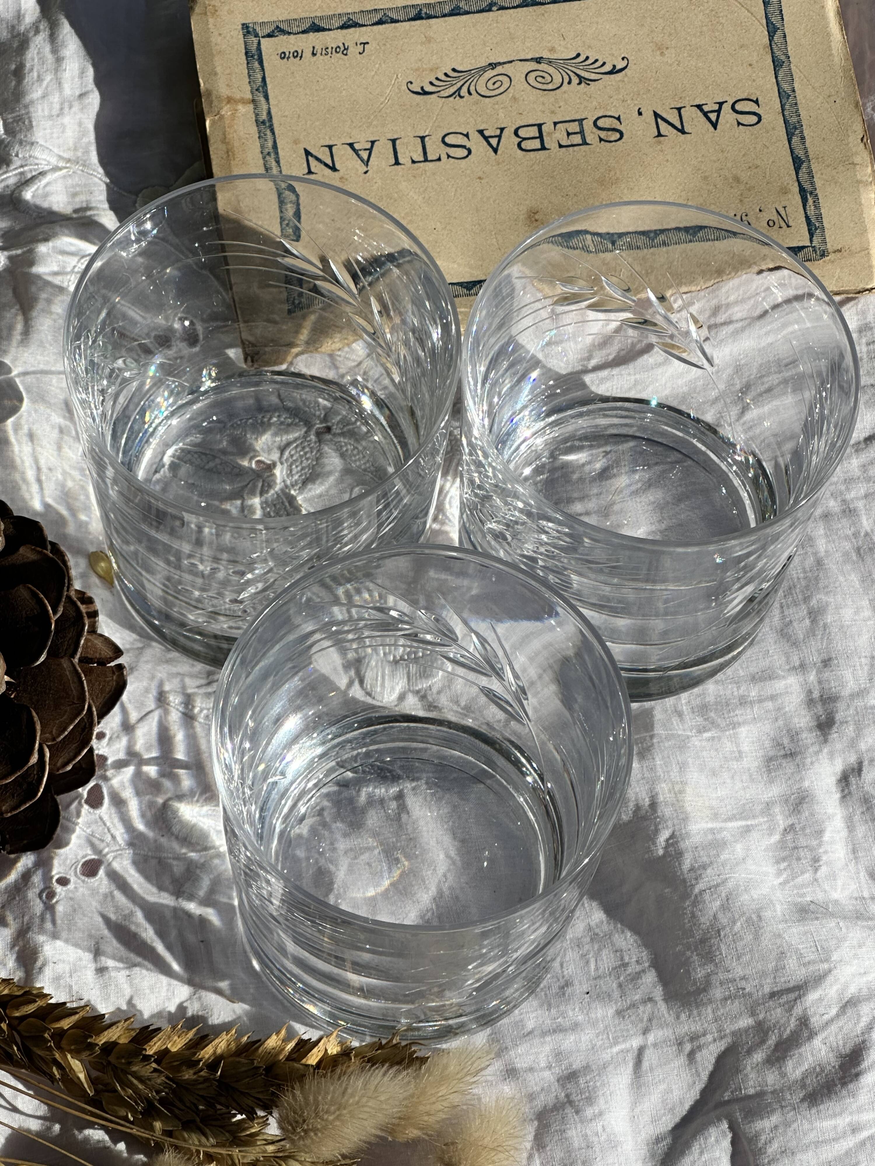 Set of Three 30cl Vintage Crystal Whisky Glasses // Epi Model // Art d