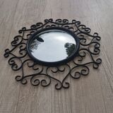 Vintage witch round mirror with wrought iron - 38cm