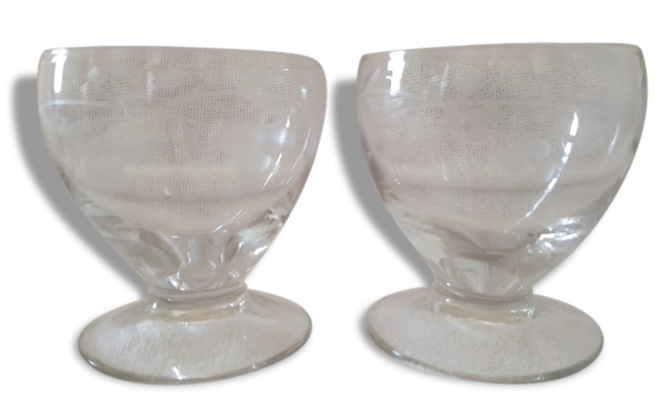 2 glasses blown and carved