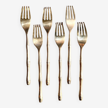 6 bamboo forks in gilded bronze