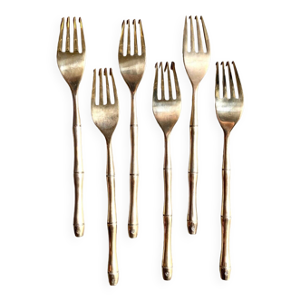 6 bamboo forks in gilded bronze