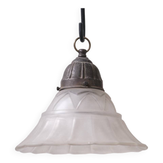 Art deco opaque glass pendant light