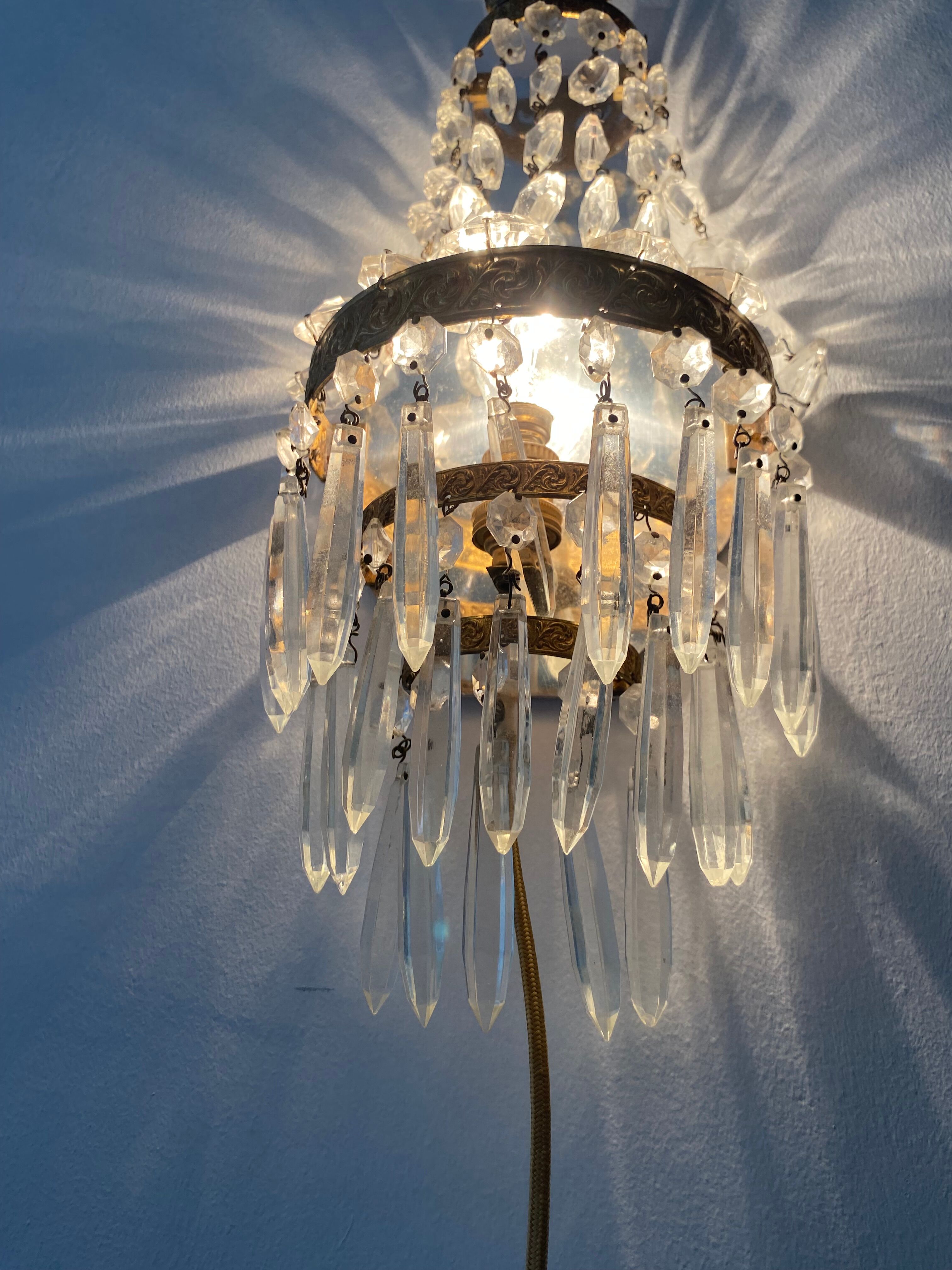 Wall lamp glass, brass, 50s