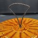 Vintage Vallauris plate, glazed ceramic in wicker style.