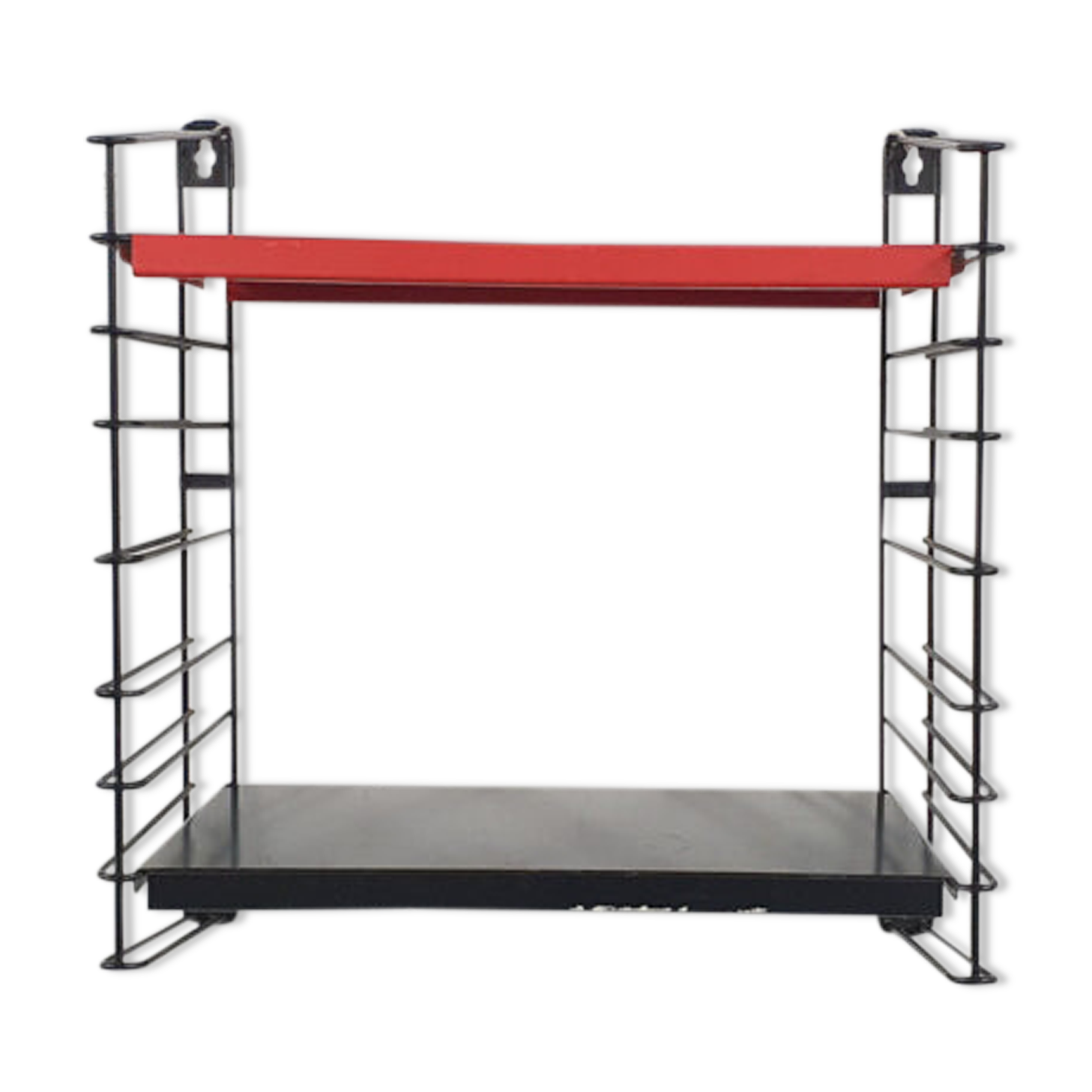 Red and black metal book shelves by Tomado, The Netherlands 1950's