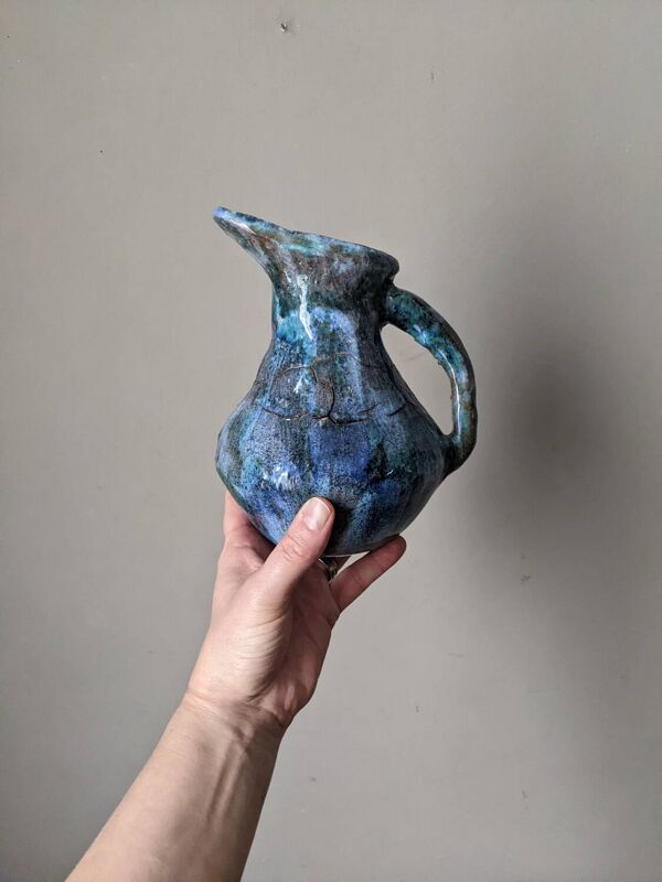 Carafe vintage céramique artisanale vase à anse décoration campagne