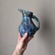 Vintage ceramic carafe, artisan handle vase, country decoration.