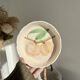 Pair of vintage hollow dessert plates in hand-painted slip, peach and fig fruit pattern