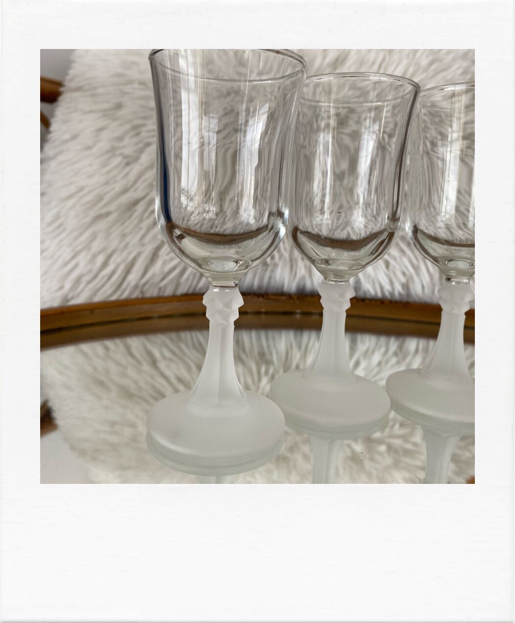 Set de 4 petits verres à pied verre transparent et dépoli