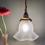 Vintage frosted glass tulip pendant lamp