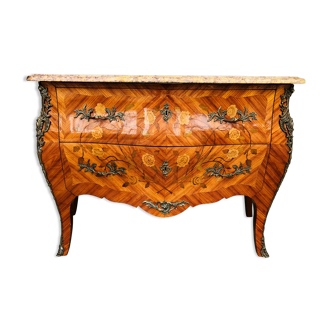 Marquetry chest of drawers two drawers in Louis XV style