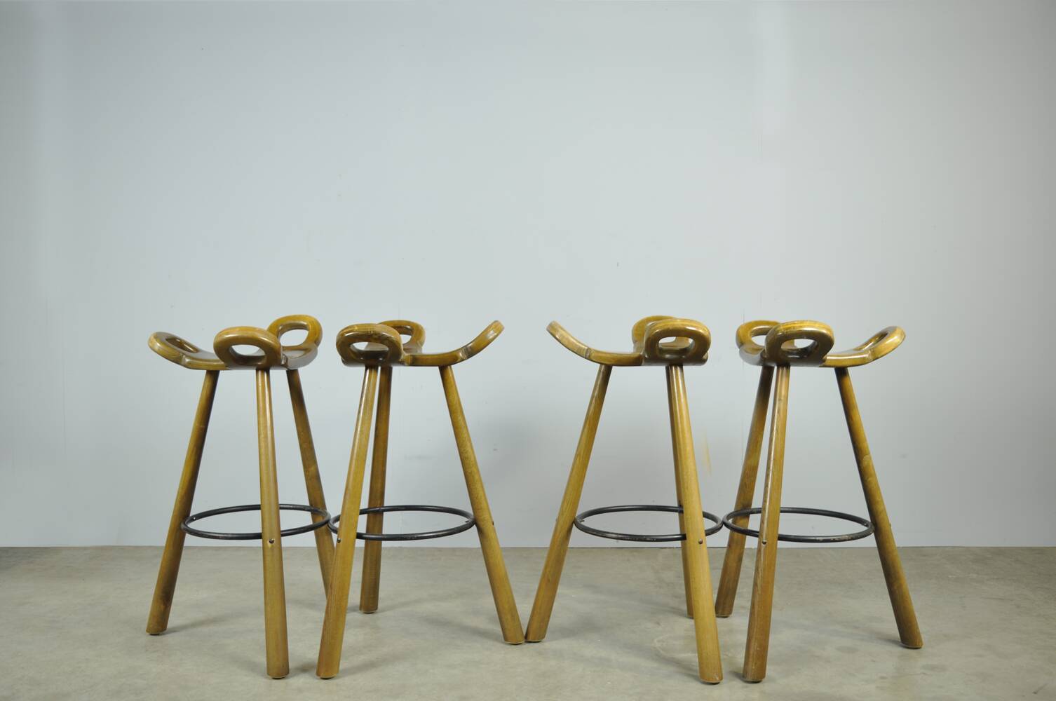 Special vintage brutalist SPANISH Marbella bar stools, 1970s Spain