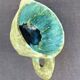 Stoneware bowl with handles, signed handmade ceramic.