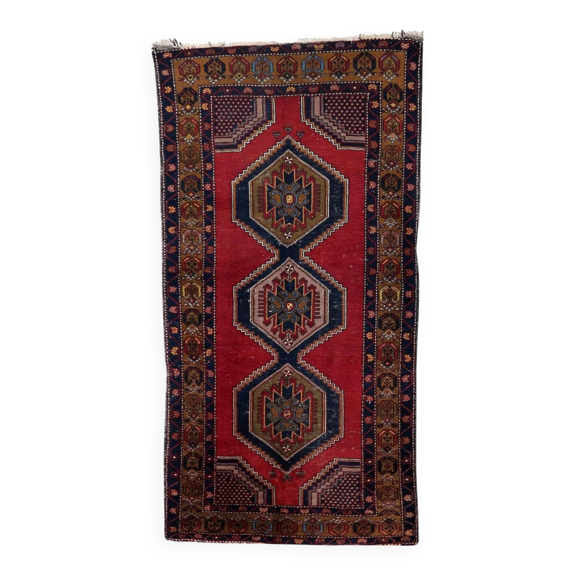 Handmade antique Turkish Anatolian rug 115cm x 218cm, 1920s