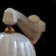 Porcelain swan collar wall lamp and white speckled glass globe Clichy, art deco