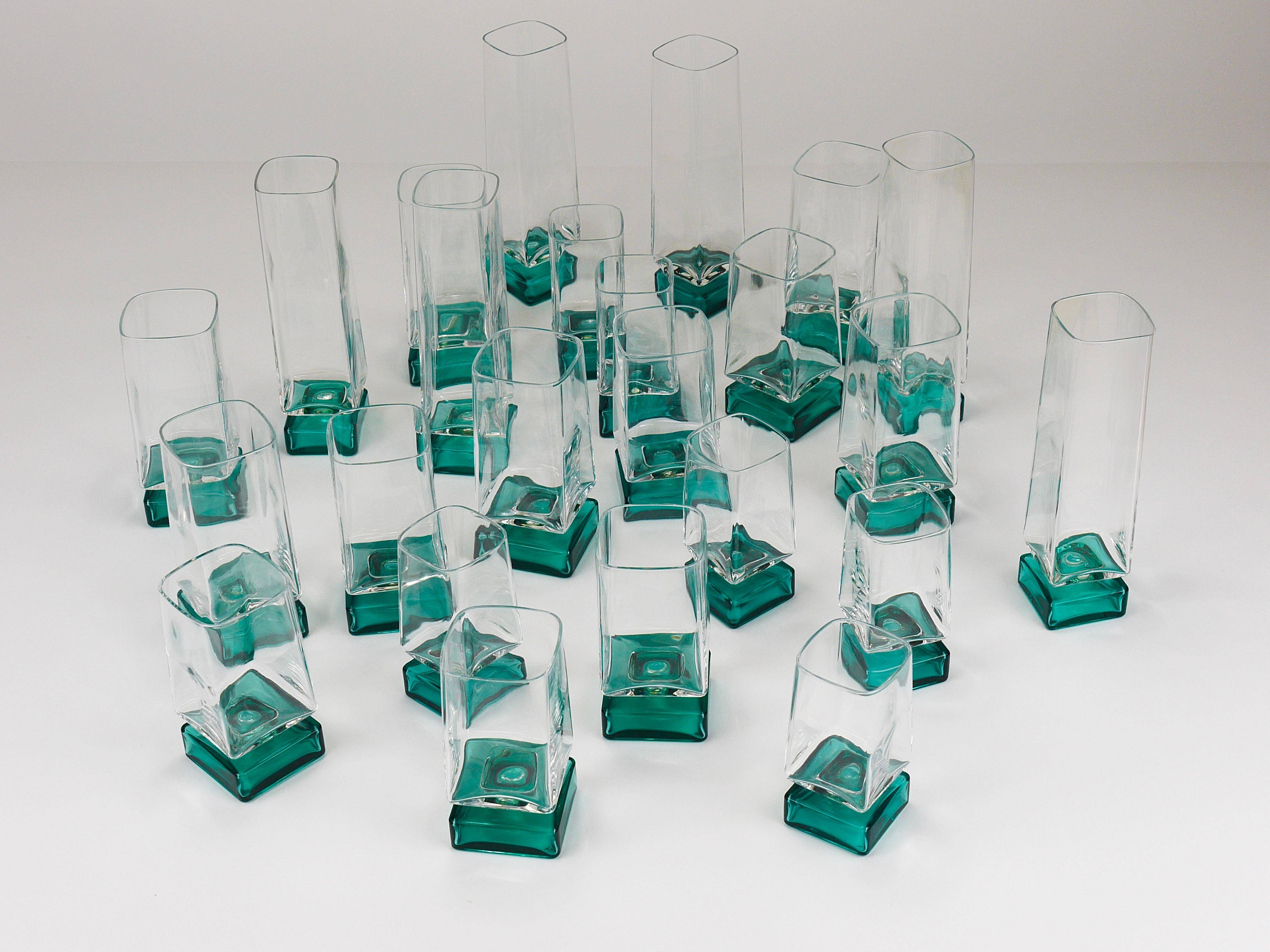 Set of 24 Luigi Bormioli Postmodern Light & Music Monet glasses, Italy, 1980s.