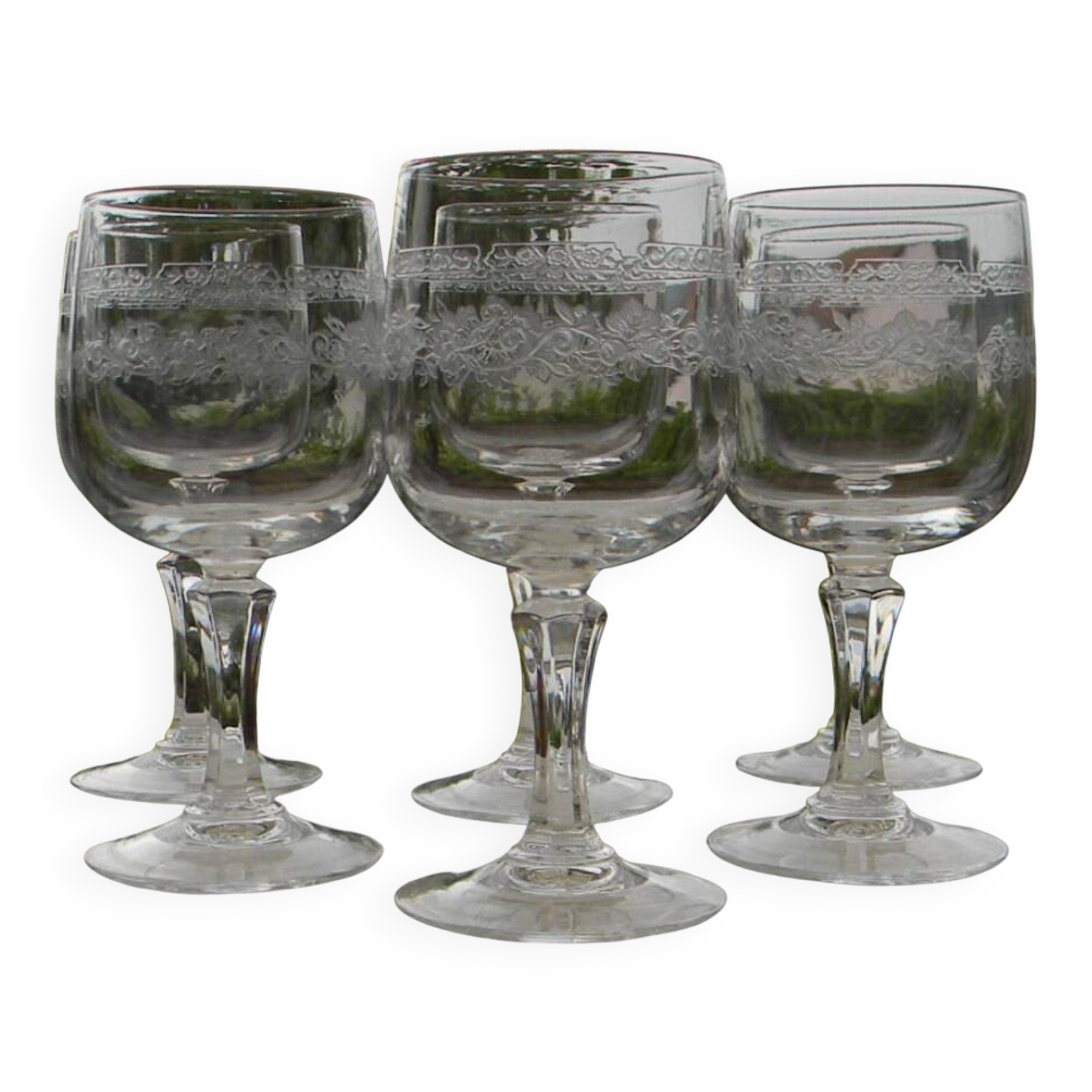 Set of 6 ARQUES crystal red wine glasses. Matignon model.