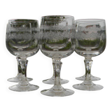 Set of 6 ARQUES crystal red wine glasses. Matignon model.