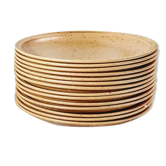Lot de 7 assiettes plates Sarreguemines grès moucheté