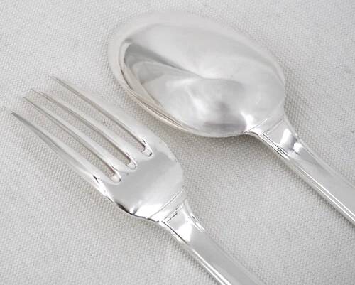 Christofle Atlas model, 10 dessert cutlery sets, 20 pieces, Art Deco, 17.8 cm