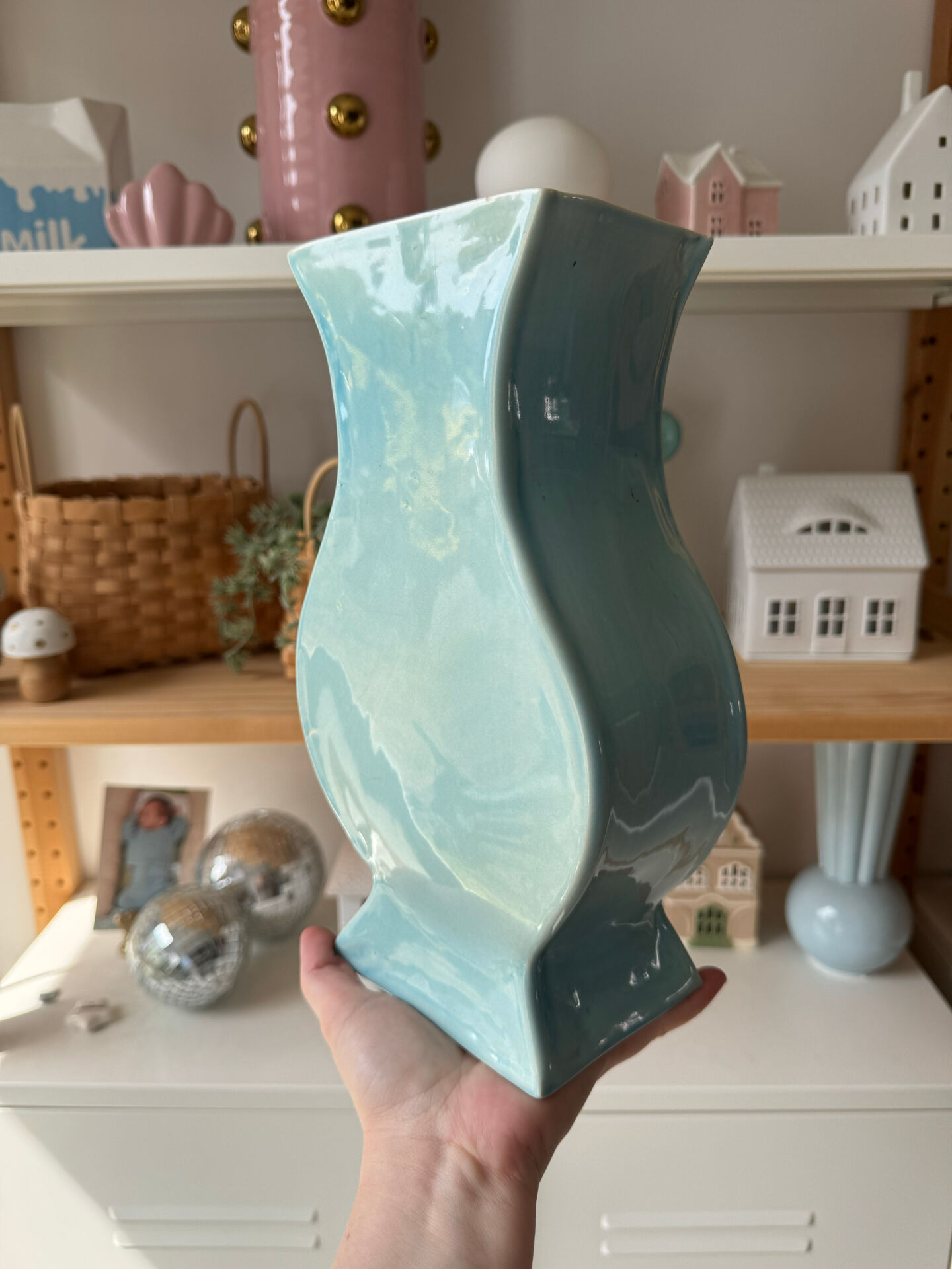 Vintage blue ceramic vase