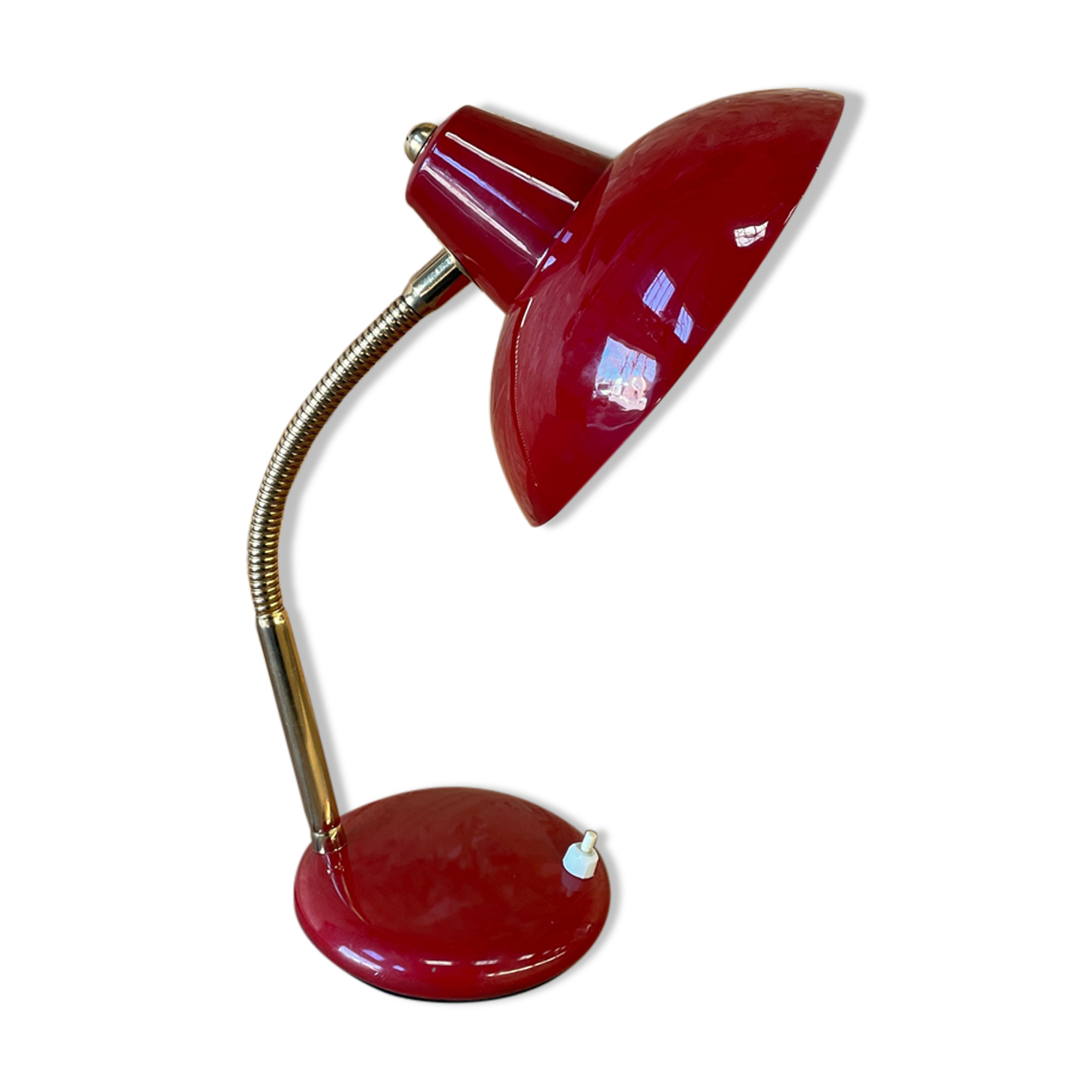 Vintage burgundy red table lamp - 1950s