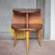 Vintage wooden bedside table, wooden bedside table with compass legs