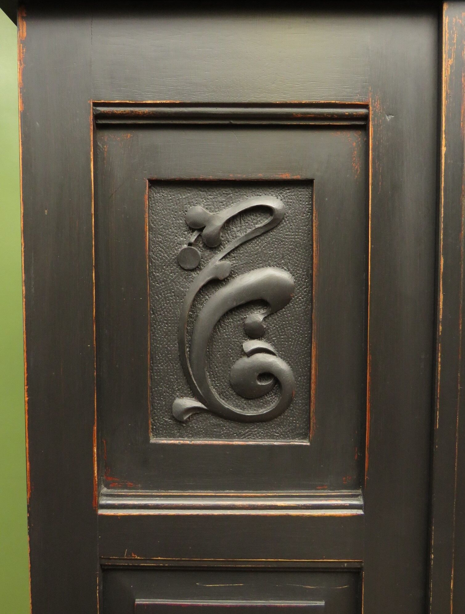 Black painted linen press wardrobe