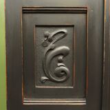 Black painted linen press wardrobe