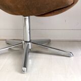 Pair of brown suede swivel office chairs