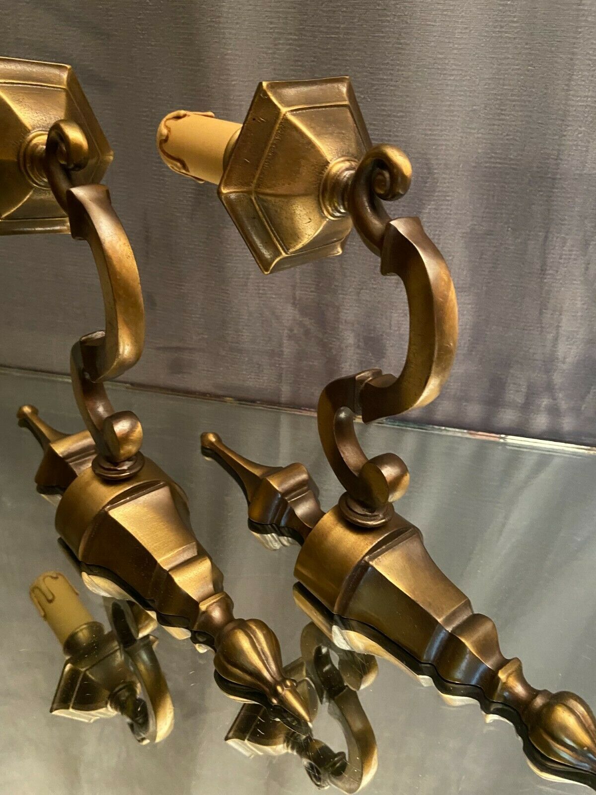 Pair of Louis XIV style brass sconces