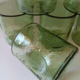6 green bubbled glasses