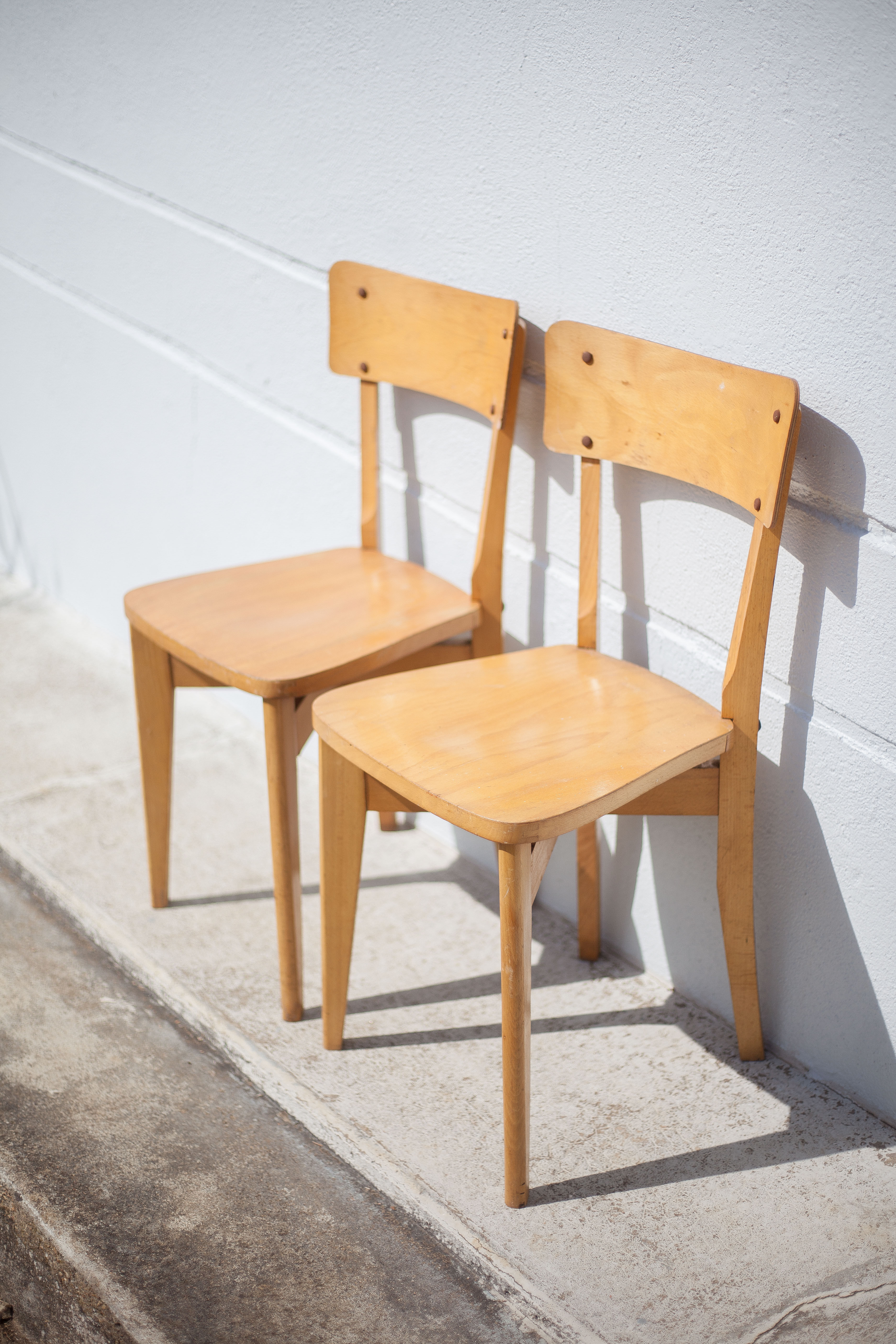 Pair of Luterma wooden chairs, light wood chair, bistro chair, extra chair, kitchen, countryside