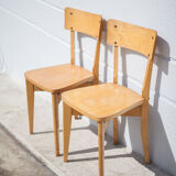 Pair of Luterma wooden chairs, light wood chair, bistro chair, extra chair, kitchen, countryside